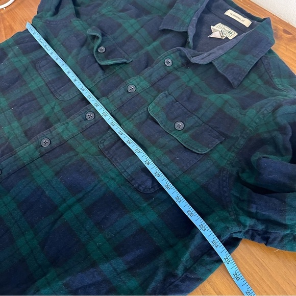 L.L. Bean Fleece Lined Flannel Shirt Jacket 250393 Men’s Large Blue Green Black - Picture 7 of 7